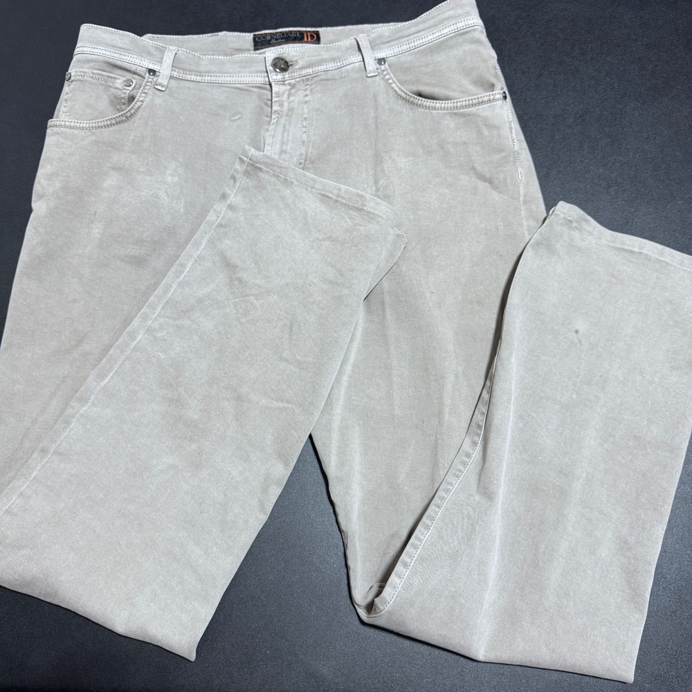 Corneliani ID Luxury Denim Pants Mens 38 Tan Solid 5-Pocket Made in Italy
